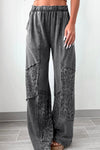 Women’s Trendy Loose-Fit Dark Grey Leopard Patchwork Pants for Casual Comfort and Effortless Style
