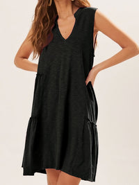 Solid Color V Neck Sleeveless Maxi Dress