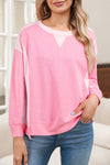 Trendy Women's Cozy Color Block Sweatshirt - Casual Fit for Effortless Everyday Style in Vibrant Hues