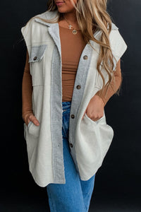 Women's Short Sleeve Women's Denim Coat with Single Button Flap Pockets