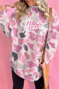 Trendy Women's Pink Camo Baggy Pullover Sweatshirt - Stylish Western-Inspired Casual Wear for Ultimate Comfort