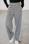 Trendy Women's White Checkerboard Casual Pants with Drawstring Waist for Comfortable Everyday Style and Perfect Fit
