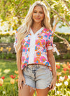 Chic Women's Floral Short Sleeve Blouse - Lightweight Casual Top for Summer Outings and Daily Comfort