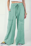 Women's Olive Green Flowy Cargo Pants - Relaxed Fit for Comfortable, Effortless Casual Style and Chic Everyday Wear