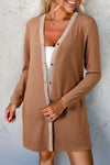 Stylish Women's Khaki Cardigan - Cozy Open Front Sweater with Pockets for Effortless Layering and Everyday Elegance