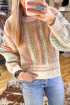 Trendy Women's Khaki Striped Puff Sleeve Sweater – Chic Western Knit Top for Stylish Fall Wardrobe Essentials