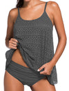 Lace Layered Grey Tankini with Adjustable Straps
