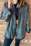 Women's Real Teal Contrast Panel Boyfriend Denim Jacket with Patchwork Design - Trendy and Comfortable Fit