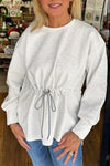Light Grey Women's Casual Tunic Sweatshirt with Drawstring Waist for Effortless Style and All-Day Comfort