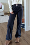 Stylish Women's Black Bow Tie Loose-Fit Pants with Elastic Waist and Button Accents for Ultimate Comfort and Versatility