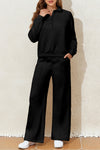 Cozy Women's Black Sweatshirt and Pant Set – Relaxed Fit Loungewear for Effortless Casual Style