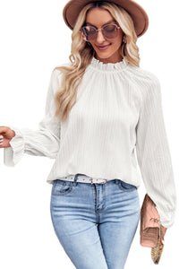 comfortable-casual-striped-lotus-leaf-collar-long-sleeved-blouse