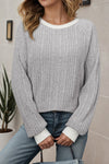 Women's Casual Fitted Ribbed Long Sleeve T-Shirt in Soft Cotton - Stylish Everyday Top for Comfort and Versatility