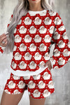 Cozy Festive Red "Ho Ho Ho" Christmas Print Women's 2-Piece Lounge Set for Holiday Relaxation and Comfort