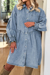 Stylish Women's Blue Denim Mini Dress with Button-Up Front, Casual Summer Essential for Everyday Wear and Outings