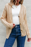 Cozy Beige Open Knit Cardigan for Women - Effortless Drop Shoulder Lightweight Sweater for Stylish Layering