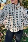 Cozy Women's Green Plaid Zip-Up Winter Coat - Soft Plush Fabric for Stylish Warmth in Cold Weather