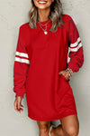 Cozy Cotton Blend Women's Varsity Sweatshirt Dress – Trendy Casual Fit for Everyday Style in Chic Colors