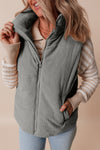 Women's Classic Tan Cozy Corduroy Puffer Vest - Trendy Layering Essential for Fall and Winter Outfits