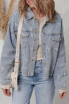 Trendy Women's Blue Raw Hem Denim Jacket - Casual Fit, Versatile Outerwear for All Seasons and Occasions