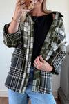 Women's Oversized Plaid Shacket Jacket - Trendy Layering Piece for Casual Fall Fashion in Warm Tones