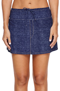 Blue Denim Style Swim Skirt with Attached Briefs