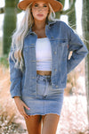 Chic Washed Blue Oversized Denim Jacket for Women with Pockets - Effortless Casual Outerwear for Stylish Looks