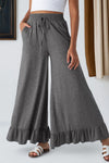 Elegant Women's Flowing Ruffled Wide Leg Pants - Comfortable Fit for Casual or Dressy Occasions in Chic Style