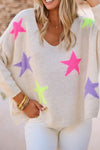 Chic Relaxed Fit White Knit Sweater for Women - Cozy Textured Design for Effortless Style and Comfort