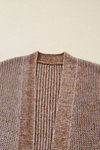 Straw Yellow Solid Open Knit Cardigan with Pockets