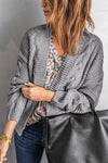 Oversized Cozy Gray Chunky Knit Cardigan for Women - Stylish Long Sleeve Sweater for Casual Comfort and Everyday Wear