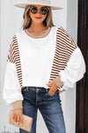 Trendy Women's Soft Cotton Stripe Patchwork Sweatshirt – Casual Comfort for Everyday Style in Vibrant Colors