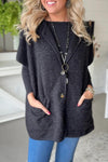 Stylish Women's Black Short Sleeve Button-Up Jacket - Relaxed Fit Casual Top with Trendy Front Buttons