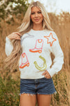 Chic Women’s Cozy White Sparkly Tinsel Sweater - Relaxed Fit Knit Top for Effortless Winter Style