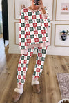 Festive Red Plaid Women's Christmas Lounge Set - Cozy Pajama Top and Pants for Relaxed Holiday Comfort