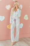 Cozy Women's White Heart Print Long Sleeve Pajama Set - Stylish 2-Piece Sleepwear for Valentine's Relaxation