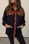 Chic Women's Color Block Corduroy Shacket with Button Flap - Stylish Fall Layering Essential in Vibrant Hues
