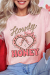 Trendy Women's Pink Horseshoe Heart Graphic Tee - Casual Fit for Everyday Style and Comfort