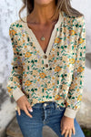 Chic Women's Floral Print Long Sleeve Cotton Top - Perfect for Casual Spring & Summer Looks