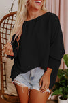 Women's Black Smocked Shift Top with Elegant Wrist Detail - Stylish and Comfortable for Everyday Wear
