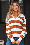 Stylish Women's Cozy Brown Stripe Pullover Sweater | Casual Knit Top with Comfortable Fit for Everyday Wear