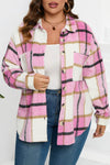 Chic Women's Pink Plaid Jacket - Cozy Casual Outerwear for Trendy Fall and Winter Looks