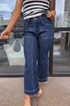 Women's Flattering High Waist Straight Leg Jeans in Dirty Blue with Stylish Contrast Seaming for Everyday Wear