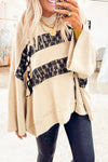 Cozy Women's Beige Floral Lace Sweatshirt with Waffle Texture and Exposed Seams - Casual Chic Style