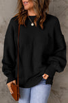 Cozy Women's Chic Black Puffy Sleeve Sweater with Pockets - Stylish, Versatile Fashion for All Seasons