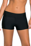 Wide Waistband Black Swim Shorts for Women
