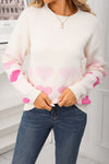 Cozy Women's Apricot Drop Shoulder Sweater with Romantic Heart Design - Perfect for Casual Chic Style