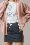 Women's Pink Striped Knit Cardigan with Contrast Trim, V-Neck, Button Front, and Pocket - Stylish & Cozy Layering Piece