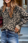 Women's Cozy Black Leopard Print Chunky Knit Cardigan Sweater with Drop Shoulders for Stylish Warmth