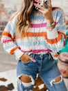 Striped Hollowed Knitwear Pullover